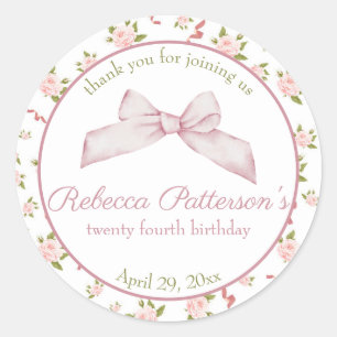 Sticker Rond Coquette féminine Vintage Florale fête d'anniversa