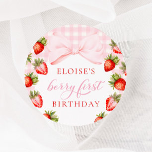 Sticker Rond Coquette fraise premier anniversaire