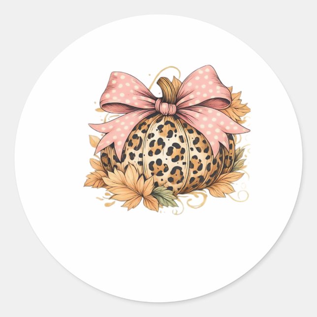 Sticker Rond Coquette Leopard Citrouille avec cou rose - Glam F (Devant)