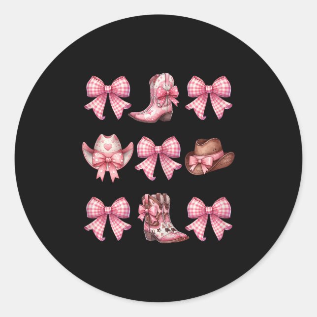 Sticker Rond Coquette Nk Bow Cowgirl Boots And Hats  (Devant)
