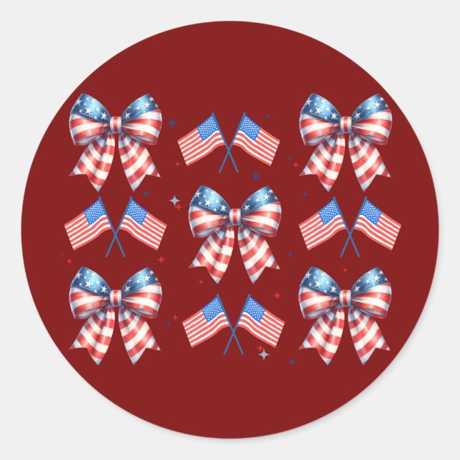 Sticker Rond Coquette, usa, rouge, blanc, bleu, cadeau 4 juille (Devant)