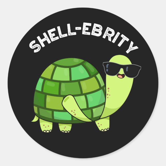Sticker Rond Coquetterie célébrité Funny Tortoise Pun Dark BG (Devant)