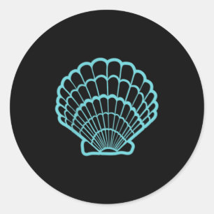 Sticker Rond Coquillage Été Hawaïen Mer Plage Île Océan