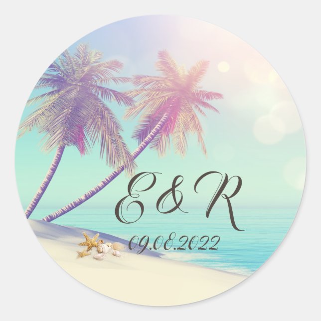 Sticker Rond Coquillages de plage de Palms (Devant)