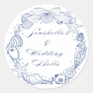Sticker Rond Coquillages et Cloches de Mariage Design Côté Me