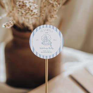 Sticker Rond Coquillages Et Cloches Mariages Bachelorette Côtiè