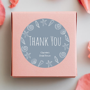 Sticker Rond Coquillages et Étoile de Mer Remerciements pour En