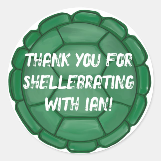 Sticker Rond Coquille de tortue personnalisée Garçon Anniversai (Devant)