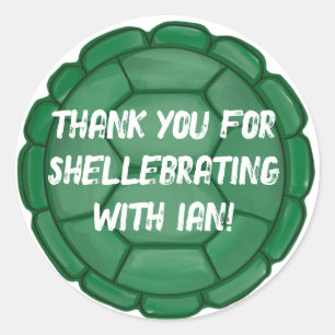 Sticker Rond Coquille de tortue personnalisée Garçon Anniversai