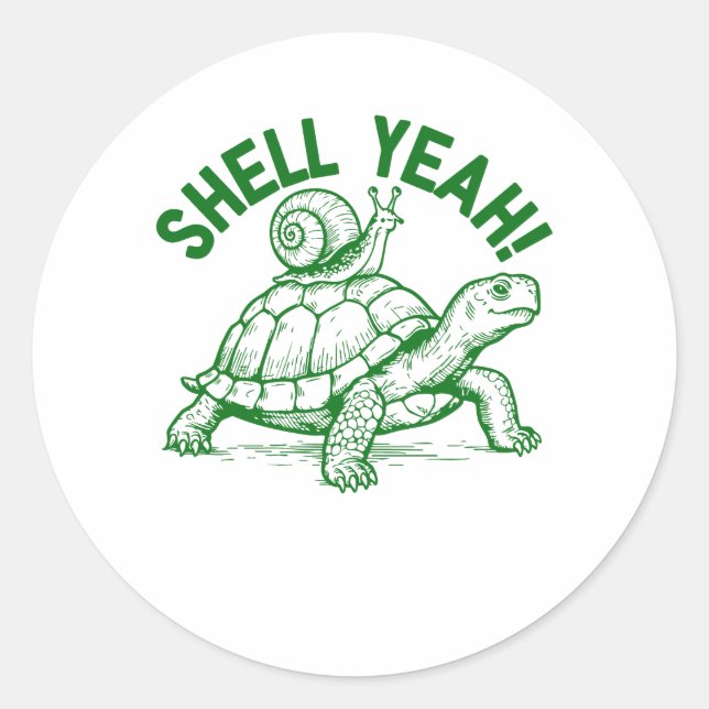 Sticker Rond Coquille oui tortue escargot drôle (Devant)