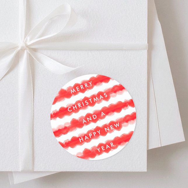 Sticker Rond coquille rouge moderne et audacieuse Joyeux Noël (Créateur téléchargé)