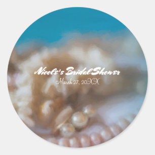 Sticker Rond Coquilles et cadeau peint élégant de plage de