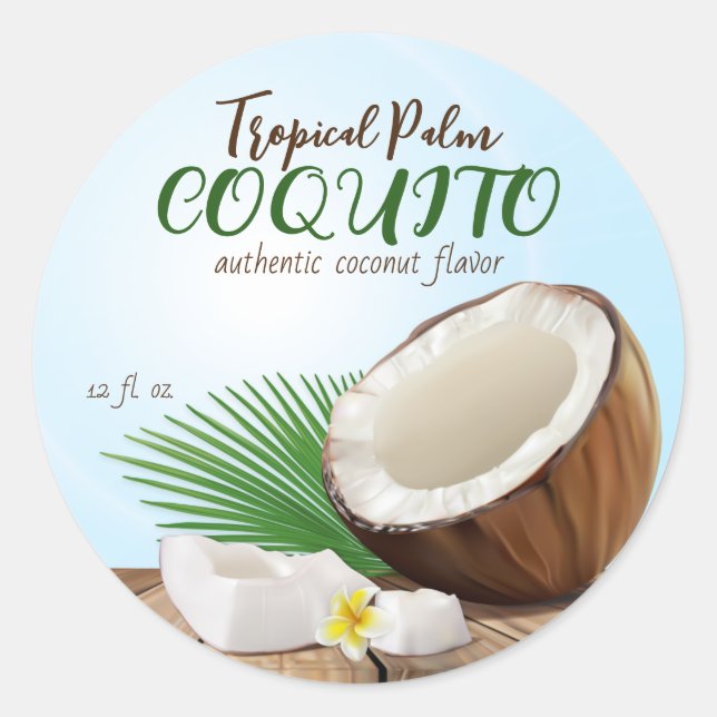 Sticker Rond Coquito Coconut Tropical (Devant)
