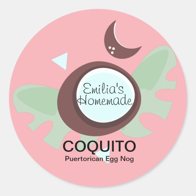 Sticker Rond Coquito Recette Boire Nog Oeuf De Coco (Devant)