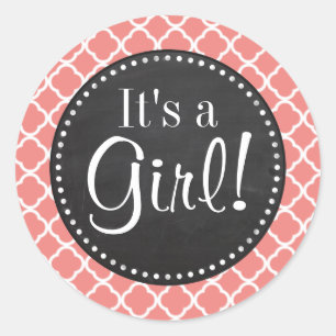 Sticker Rond Corail clair rose Quatrefoil marocain