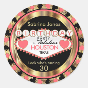 Sticker Rond Coral Casino Poker Chip fête d'anniversaire