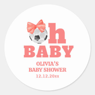 Sticker Rond Coral Peach Oh Bébé Arc Football Sport Baby Shower
