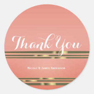 Sticker Rond Coral Peach Plongé & Gold Chic Soigné Party Favori