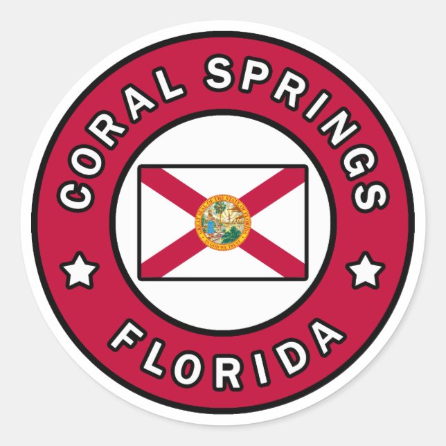 Sticker Rond Coral Springs Floride (Devant)