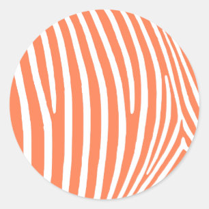 Sticker Rond Coral Zebra Stripes