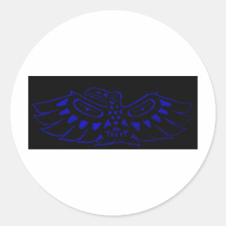Sticker Rond Corbeau bleu noir