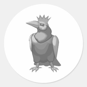 Sticker Rond Corbeau couronné