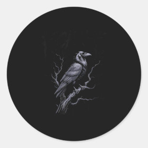 Sticker Rond Corbeau F-Caw-F Oiseau Drôle qui Dit Humour Mème