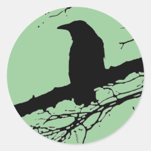 Sticker Rond Corbeau sur l'arbre
