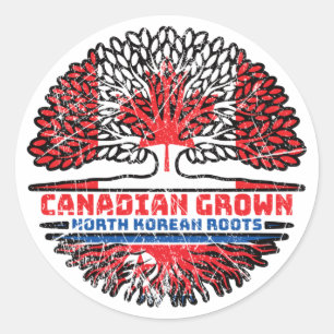 Sticker Rond Corée du Nord Nord Canada Arbre canadien