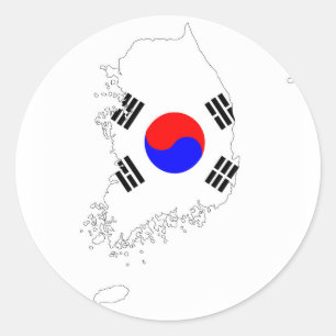 Sticker Rond corée du sud drapeau du pays forme silhouette