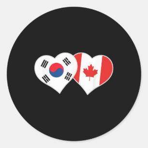 Sticker Rond Coréen Coeur du drapeau canadien Corée du Sud Cana