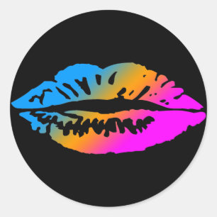Sticker Rond COREY TIGER 1980's RETRO LIPS MULTI COULEUR