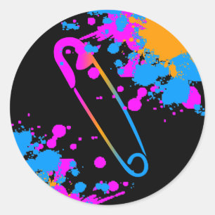 Sticker Rond COREY TIGER 1980's RETRO PUNK SÉCURITÉ NIP SPLATTE