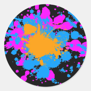 Sticker Rond Corey Tiger 80s Retro Paint Splatter (Multicolor)