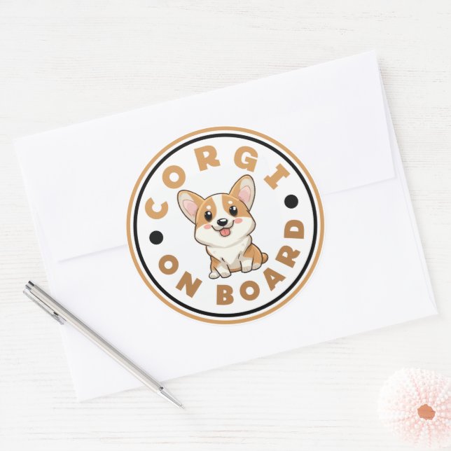 Sticker Rond CORGI à bord (Enveloppe)