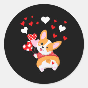 Sticker Rond Corgi Heart, Devine Ce Corgi Butt