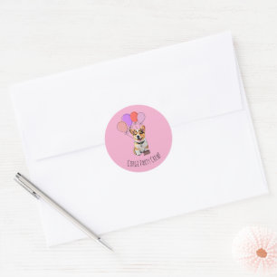 Sticker Rond 'Corgi Party Crew' Rose Mignardise Anniversaire de