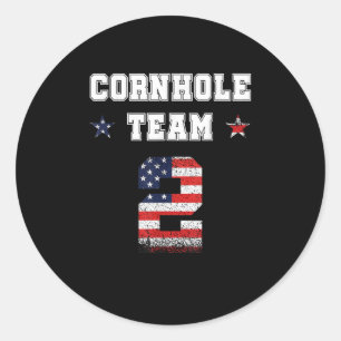 Sticker Rond Corn Hole Joueur de l'équipe Cornhole