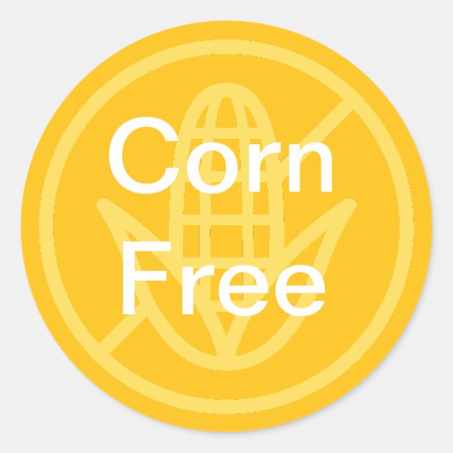 Sticker Rond Corn Libre Corn Allergy Alimentation Avertissement (Devant)