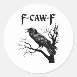 Sticker Rond Corneille noire, F-caw-f Oiseau noir