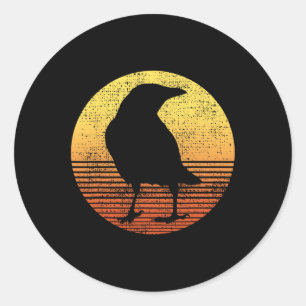 Sticker Rond Corneille Oiseau Oiseau corbeau Vintage