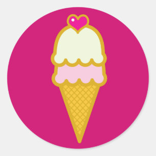 Sticker Rond Cornet de crème glacée