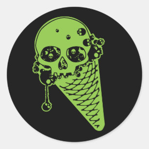 Sticker Rond Cornet de crème glacée de poison