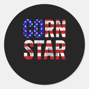 Sticker Rond Cornhole Funny Bean Sac Toss Corn Star USA Drapeau