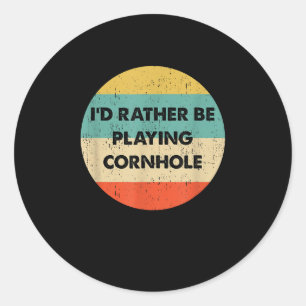 Sticker Rond Cornhole Je Préférerais Jouer Cornhole