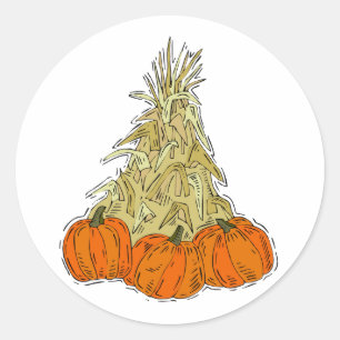 Sticker Rond Cornouailles d'automne Citrouille