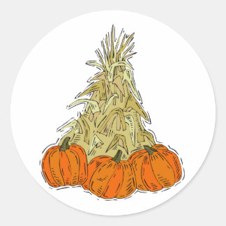 Sticker Rond Cornouailles d'automne Citrouille