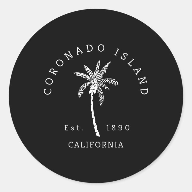 Sticker Rond Coronado Island California Palm Tree (Devant)