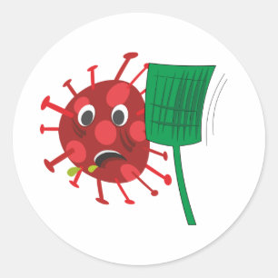 Sticker Rond Coronavirus giflé au visage - L'art amusant