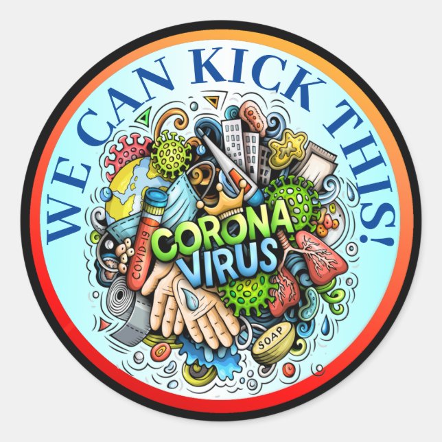 Sticker Rond Coronavirus Kick It (Devant)